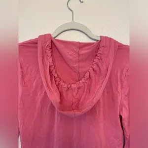 Guess Y2K Vintage Pink Zip Up Hoodie with Rhinestones Silky Pockets Size S‎ thumbnail 7