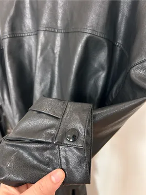 FRNCH Black Faux Leather Shirt/ ernaux dress in bordeaux thumbnail 9