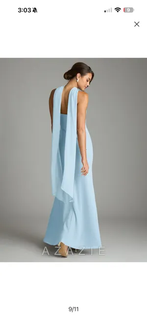 Azazie Bridesmaid Dress Blue chiffon thumbnail 3