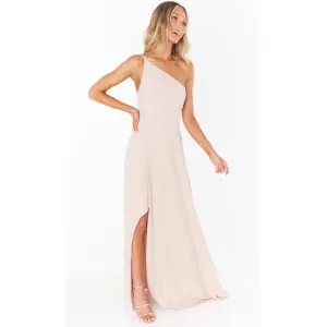 Show Me Your Mumu NWOT Shannon One Shoulder Formal Dress Maxi Size XS Dusty Blush Crisp thumbnail 2