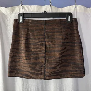 Brown Corduroy Zebra Print Mini Skirt thumbnail 2