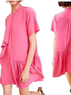 Ulla Johnson Adalyn Dress Women 6 Fuchsia Excellent Silk Ruffle Mini thumbnail 2