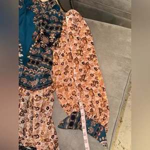 Gorgeous aureum small medium fall jewel tone print button maxi dress thumbnail 8