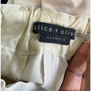 Alice And Olivia Pete Jogger Pants Size Medium Cream With White Stripes thumbnail 10
