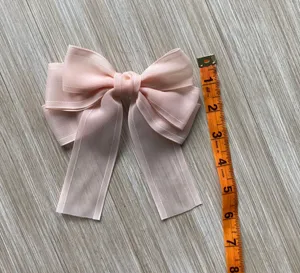 Light pink Clip on hair Bow thumbnail 4