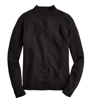 J. Crew women's Black Rollneck supersoft‎ yarn Mock Neck Merino Wool Sweater 2X thumbnail 1