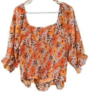 CATO womens size large pullover summer boho top spring bloom tangerine hippie thumbnail 2