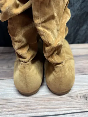 Tan Suede Slouch Boots Size 7.5 Brown thumbnail 4