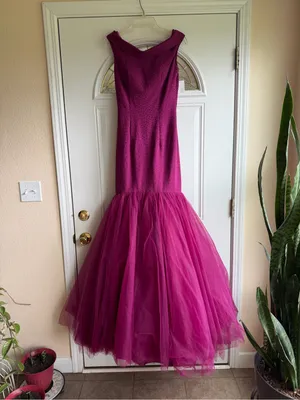 Sherri Hill Off-the-Shoulder Mermaid Gown in Plum Purple thumbnail 5