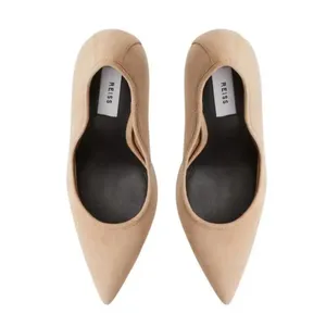 REISS Pointed Toe suede Pump in cream beige NEW thumbnail 3