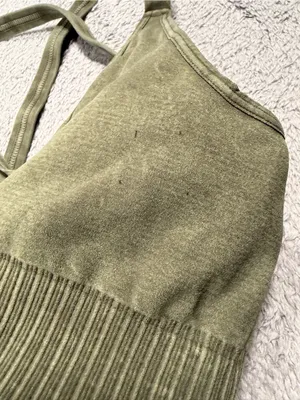 Free people movement FP Olive Green Ribbed V-Neck Sports Bra Top XS/s thumbnail 5