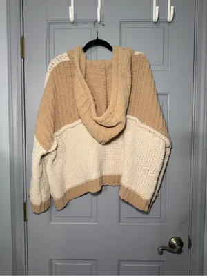 POL Cream Hoodie Pullover with Tan Contrast Details thumbnail 3