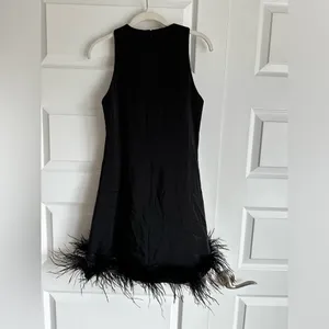 Mac Duggal Feathered Hem High Neck Sleeveless A Line Dress Mini‎ Dress 2 thumbnail 5