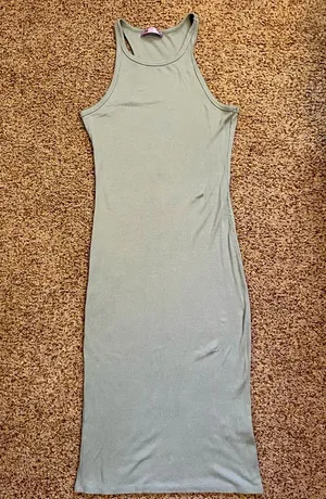Midi ribbed tank dress Green Size L thumbnail 1