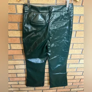NWT 7 For All Mankind Faux Leather Shiny Flare Leg Green Pants 82580 Size M thumbnail 3