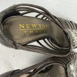New York Transit Strappy Crystal Heels Women 6M Caged Stiletto Bronze Chic Y2k‎ thumbnail 10