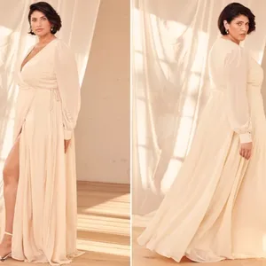 LULU's Sexy Chic Bridal Wedding Shower Elopement Flowy Romantic Wrap Dress thumbnail 4