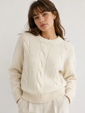 & Other Stories Sweater Womens XS Cream Scandi Cable Knit Wool Alpaca Blend thumbnail 1