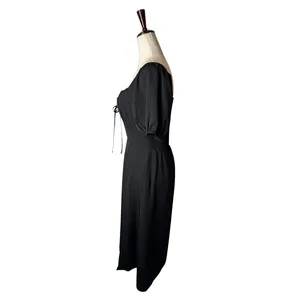 Baltic Born Poppy Satin Midi Dress Women Small Black Puff Sleeve Whimsigoth thumbnail 5