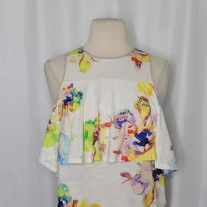 NWT!! Anthropologie MEADOW RUE Cantara Floral Knit Tiered Tank Top X-Small thumbnail 3