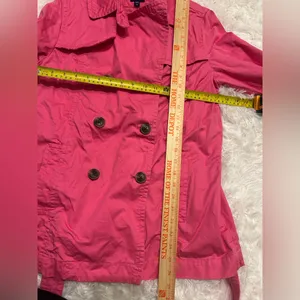 GAP misses size M Medium hot Pink belted Trench coat dress jacket Easter Spring thumbnail 8
