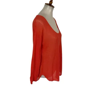 Soft Joie Crochet Top Small Coral Long Sleeve Sheer Boho Festival thumbnail 3