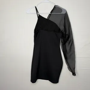 ASOS women’s Mini Dress US 4 EU 36 Black One Shoulder Mesh Sleeve Bodycon(E19)✨ thumbnail 5