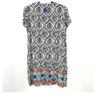 THML Damask Print Multicolor Embroidered Casual Tunic Dress Size Small FLAW thumbnail 8