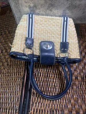 Woven Navy & Tan Basket Purse Chaps thumbnail 1