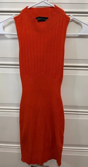 Almost Famous Ribbed Sleeveless Mini Dress in Orange thumbnail 1