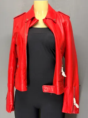 Azalea Wang Red Moto Jacket | Faux Leather Biker Jacket | Women’s Large | NWT thumbnail 3