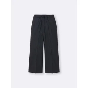 GU Navy Blue Pinstripe Pleated Wide Leg Pants High Rise Office Trousers L thumbnail 3