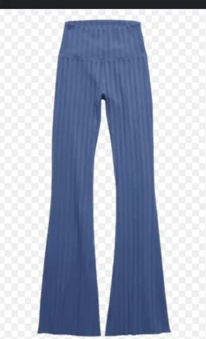 Blue Ribbed Flare Pants by aerie classic casual comfy Nwot 55$ spring thumbnail 2