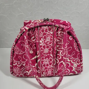 VTG Vera Bradley Eloise Bag Large Barbie Hot Pink Kiss Lock Dome Shoulder Purse thumbnail 2
