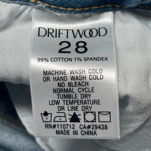 Driftwood Gizelle Straight Leg Blue Jeans Raw Hem Mid-rise Embroidered Size 28 thumbnail 5