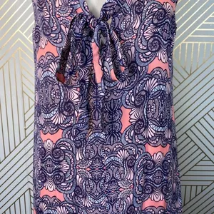Amanda Uprichard Mini Dress Drop Hem Tie Neck Geometric Print Pink Purple Small‎ thumbnail 3