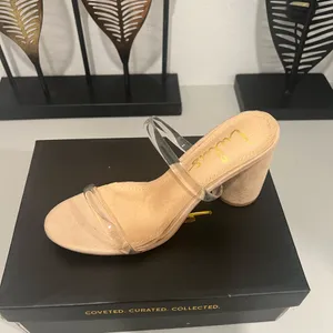 Clear Strap Tan Block Heel Sandals by Lulus Size 6 thumbnail 2