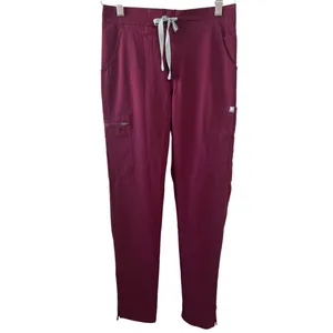 Figs Eco Yola Elastic Waistband Skinny Scrub Pants Burgundy Size XX-Small NWT thumbnail 3