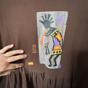 Vintage L.A. art wear size XL handmade in CA Kokopelli design. thumbnail 3