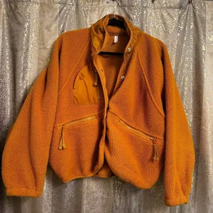 Free People Hit The Slopes Fleece‎ Jacket Russet Orange Oversized Small thumbnail 1
