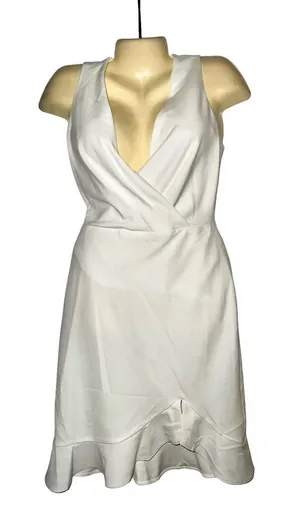 Betsey Johnson White Sleeveless Wrap-Front Dress thumbnail 1