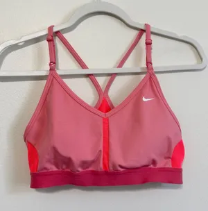 Nike Women's Dri-FIT Indy Padded V-Neck Sports Bra Size Large Pink thumbnail 1