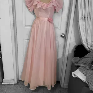Elegant Pink Maxi Dress with Floral Detail thumbnail 3