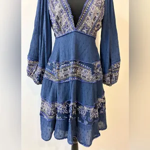 Free People My Love Mini Indigo Dress Size Small thumbnail 8