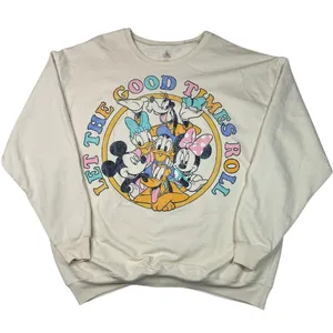 Disney Parks Mickey & Friends Crewneck Sweatshirt XL Good Times Roll Retro Style thumbnail 2