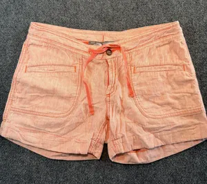 The North Face Orange White Striped Linen Blend shorts Size 6 Coastal Summer thumbnail 1