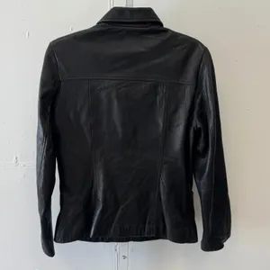 Vintage Andrew Marc NY Genuine‎ Leather Women's Jacket Zip Front Collared Small Black thumbnail 2