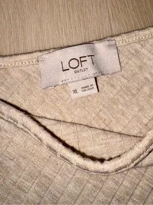 LOFT Cream Ribbed V-Neck Camisole with Slim Fit thumbnail 2