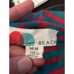 Free People Beach T Shirt Dress Womens Medium Blue Red Stripe Long Sleeve Maxi thumbnail 10