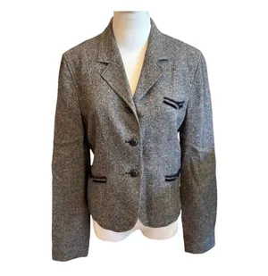 The Limited Tweed Wool Blazer Coat Black Brown M 8 10 Retro Preppy Menswear thumbnail 2